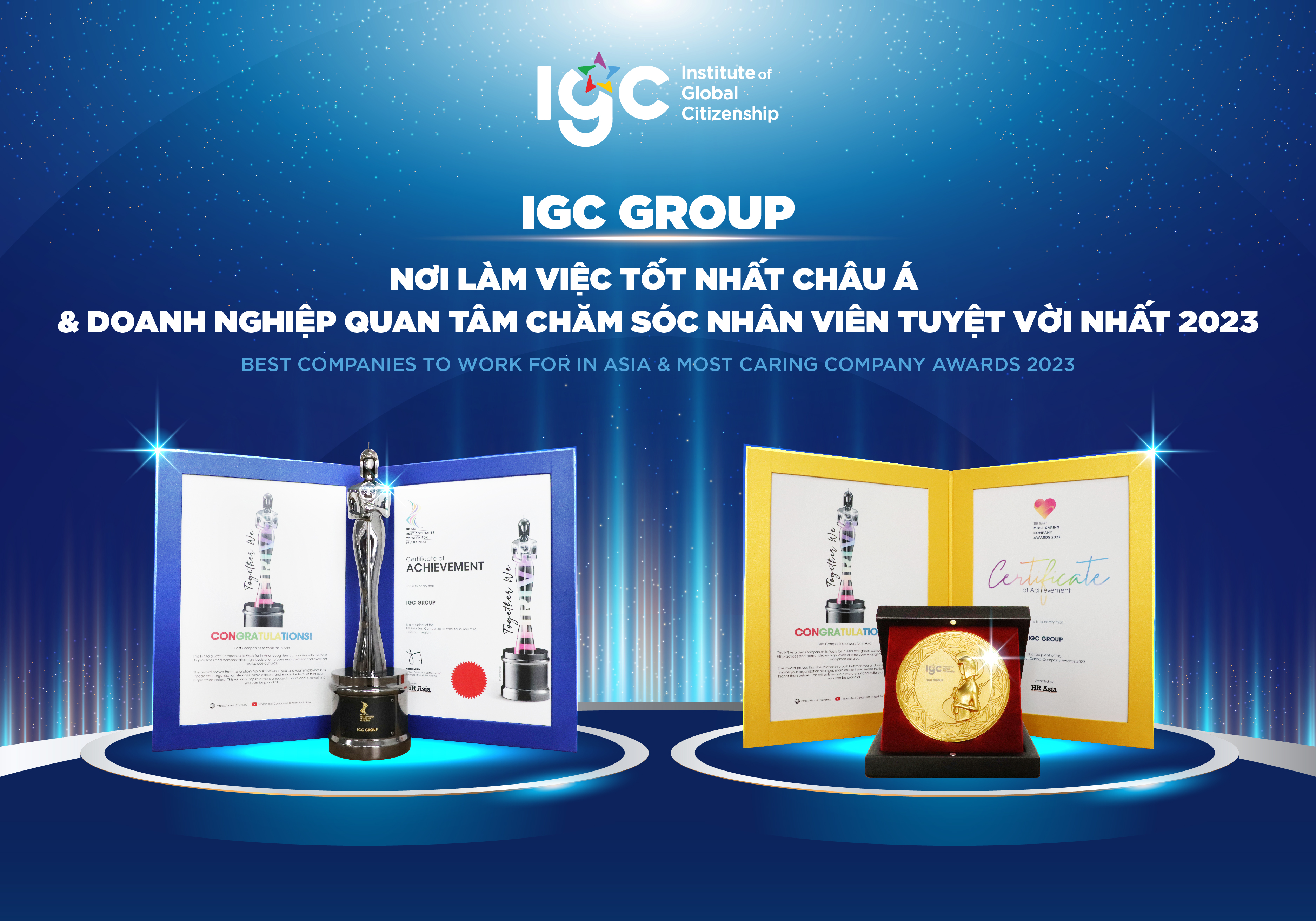 IGC Group đạt cú đúp giải thưởng Nơi làm việc tốt nhất Châu Á và Doanh nghiệp quan tâm chăm sóc nhân viên tuyệt vời nhất 2023