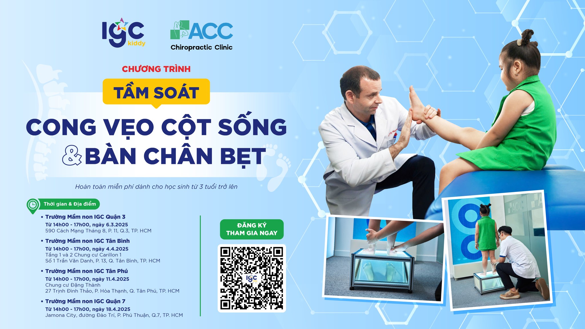 Chương Trình Tầm Soát Cong Vẹo Cột Sống & Bàn Chân Bẹt Hoàn Toàn Miễn Phí Cho Trẻ