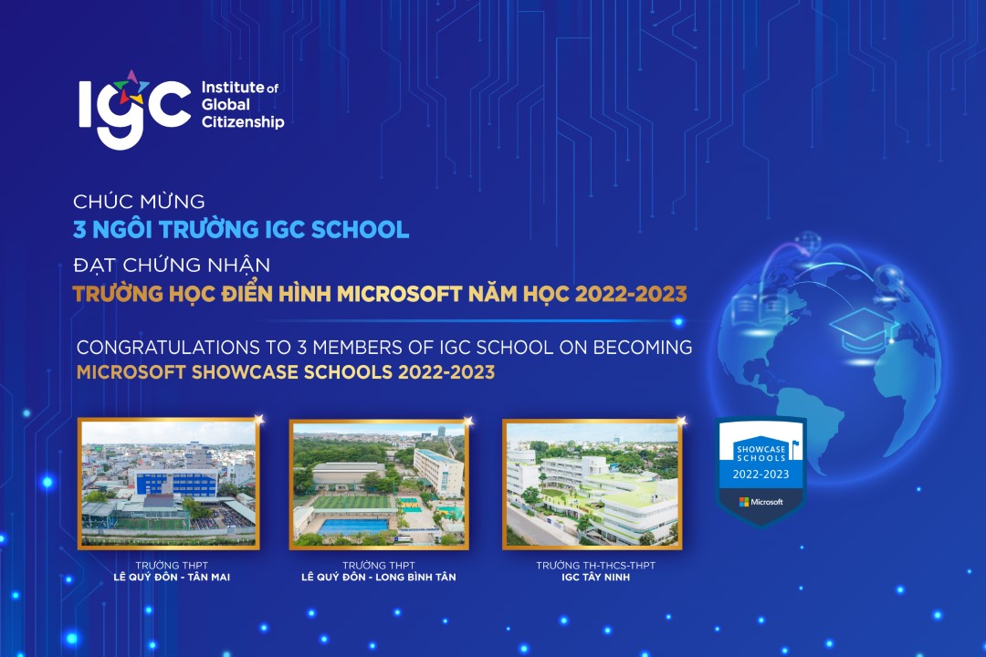 Chúc mừng 3 ngôi trường IGC School đạt chứng nhận "Trường học Điển hình Microsoft", năm học 2022-2023