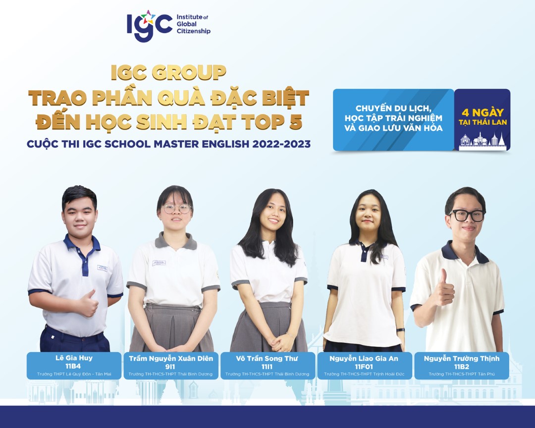 Chúc mừng top 5 cuộc thi IGC School Master English tham gia học tập và trải nghiệm tại Chiang Mai, Thái Lan