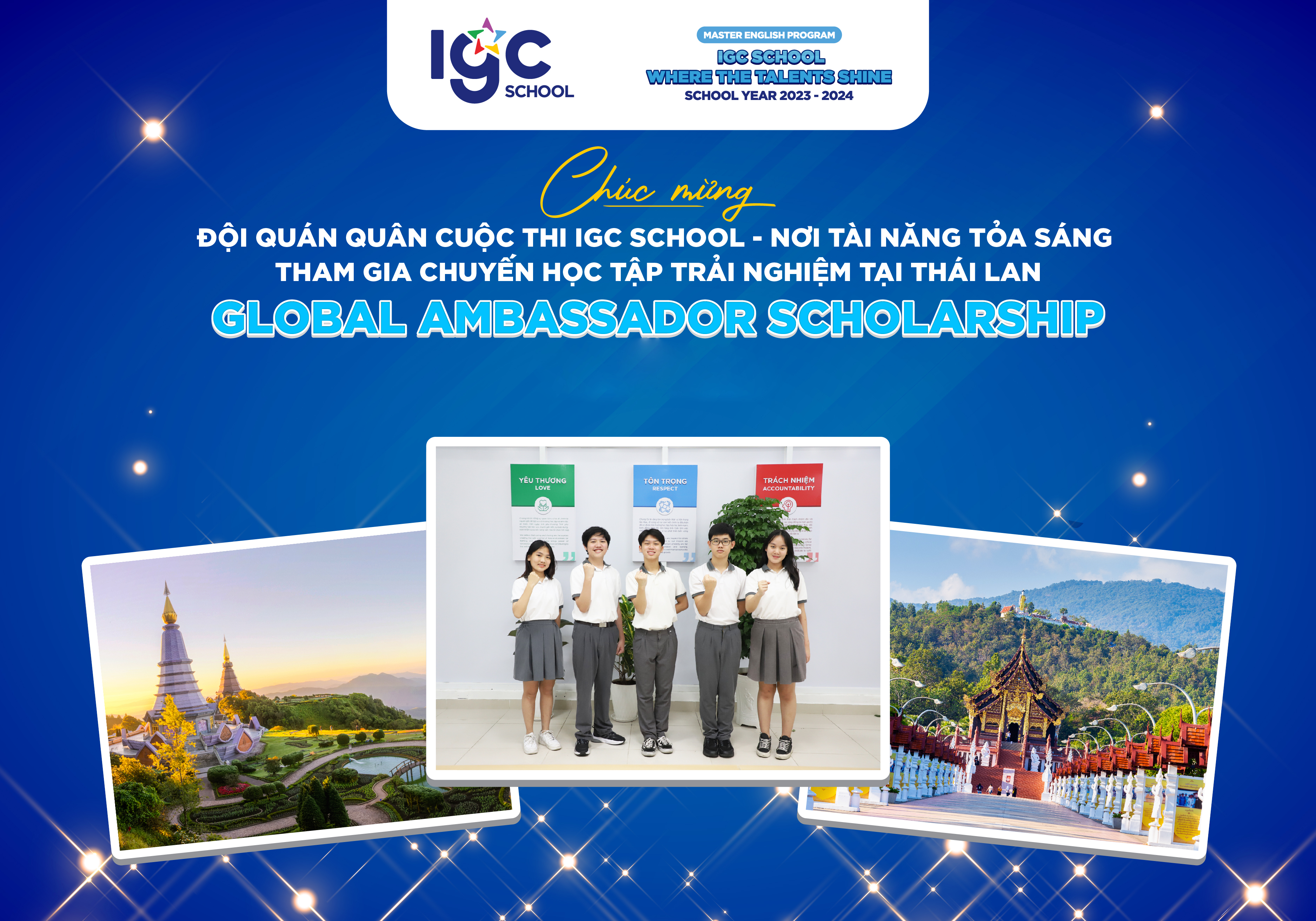[IGC School Master English] Chúc mừng đội Quán quân cuộc thi IGC School - Nơi Tài năng tỏa sáng tham gia chuyến học tập trải nghiệm tại Thái Lan