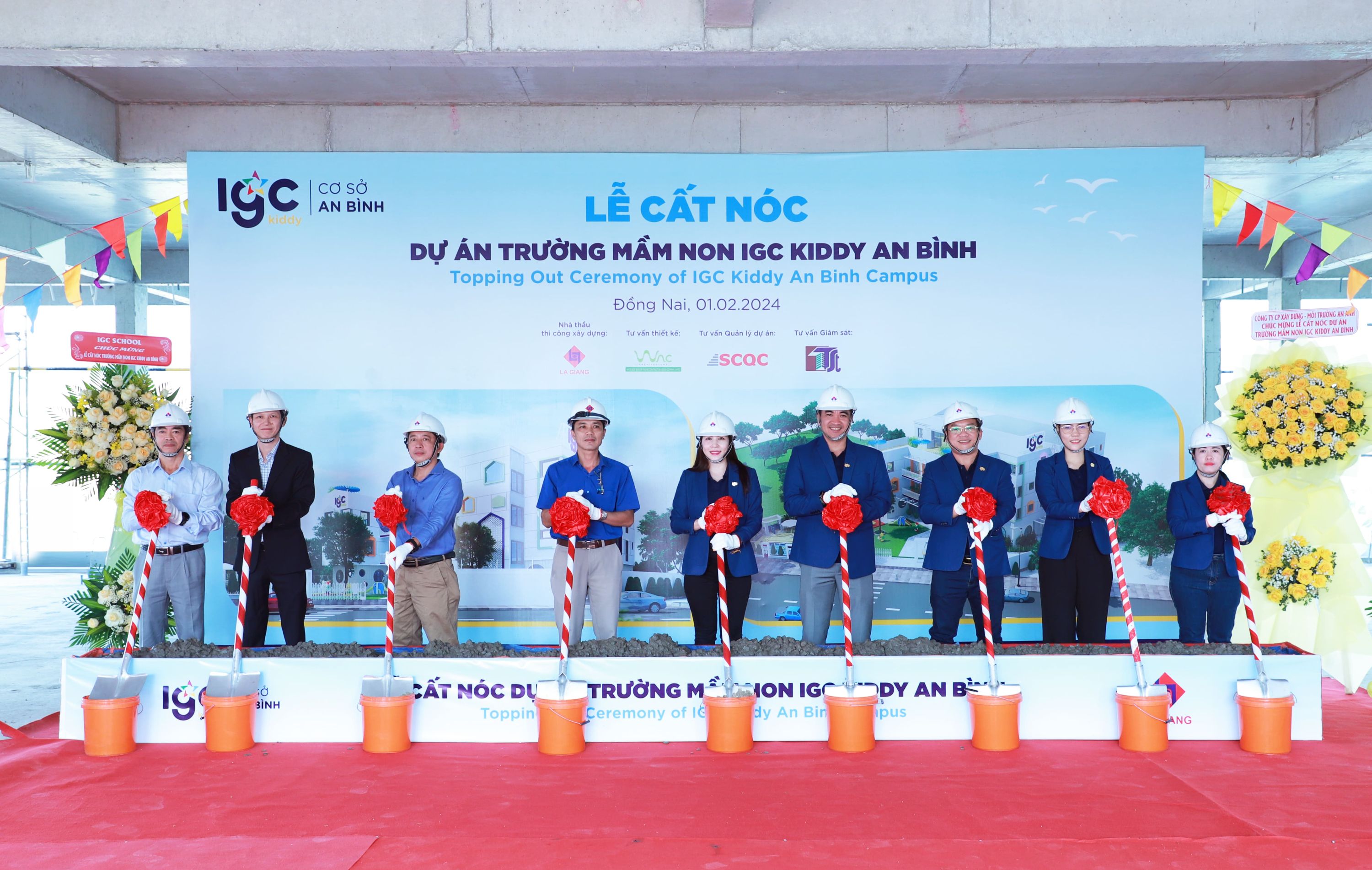 IGC Group tổ chức lễ cất nóc dự án Trường Mầm non IGC Kiddy An Bình